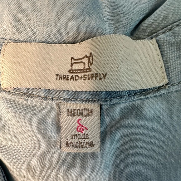 Thread + Supply Light Wash Chambray Tencel Shirt Dress Medium - Picture 6 of 12